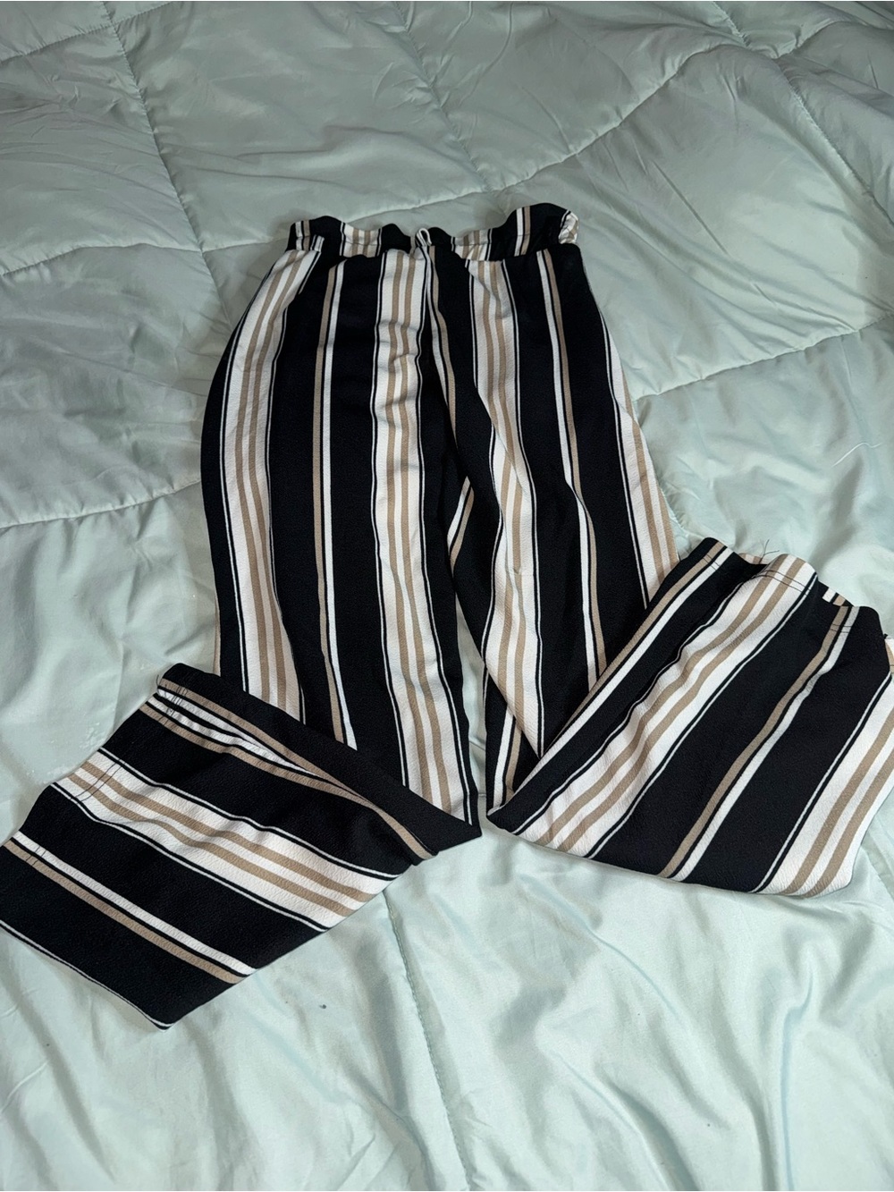 Striped Black and Cream womens Casual Pants